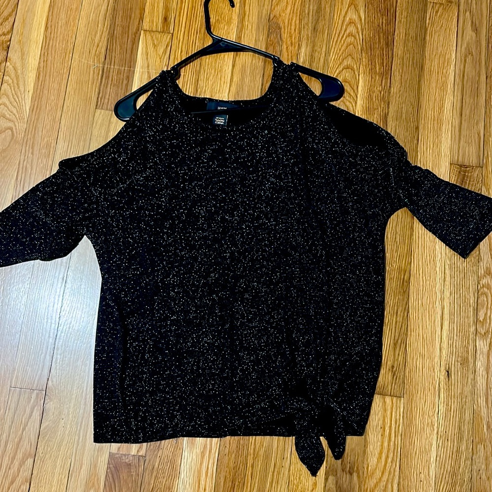 black glitter cold shoulder top